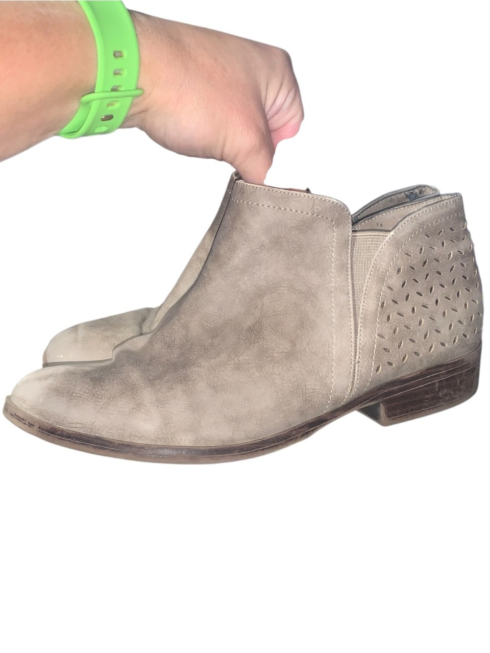 Mia Girl Taupe Suede Girls 4 Ankle Booties Slip On